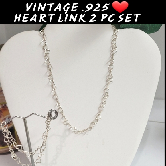2pc ITALY 925 HEART LINK NECKLACE & BRACELET SET milor - Picture 3 of 11